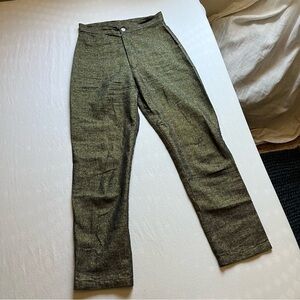 Desiree Klein green gold metallic glitter linen cotton lurex tapered crop pant